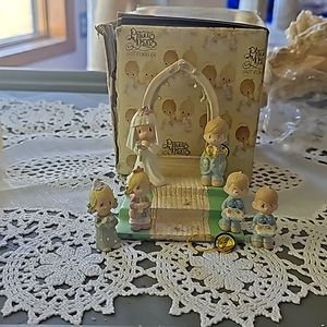 1989 Enesco Precious Moments Miniature Pewter Bridal Set “New”